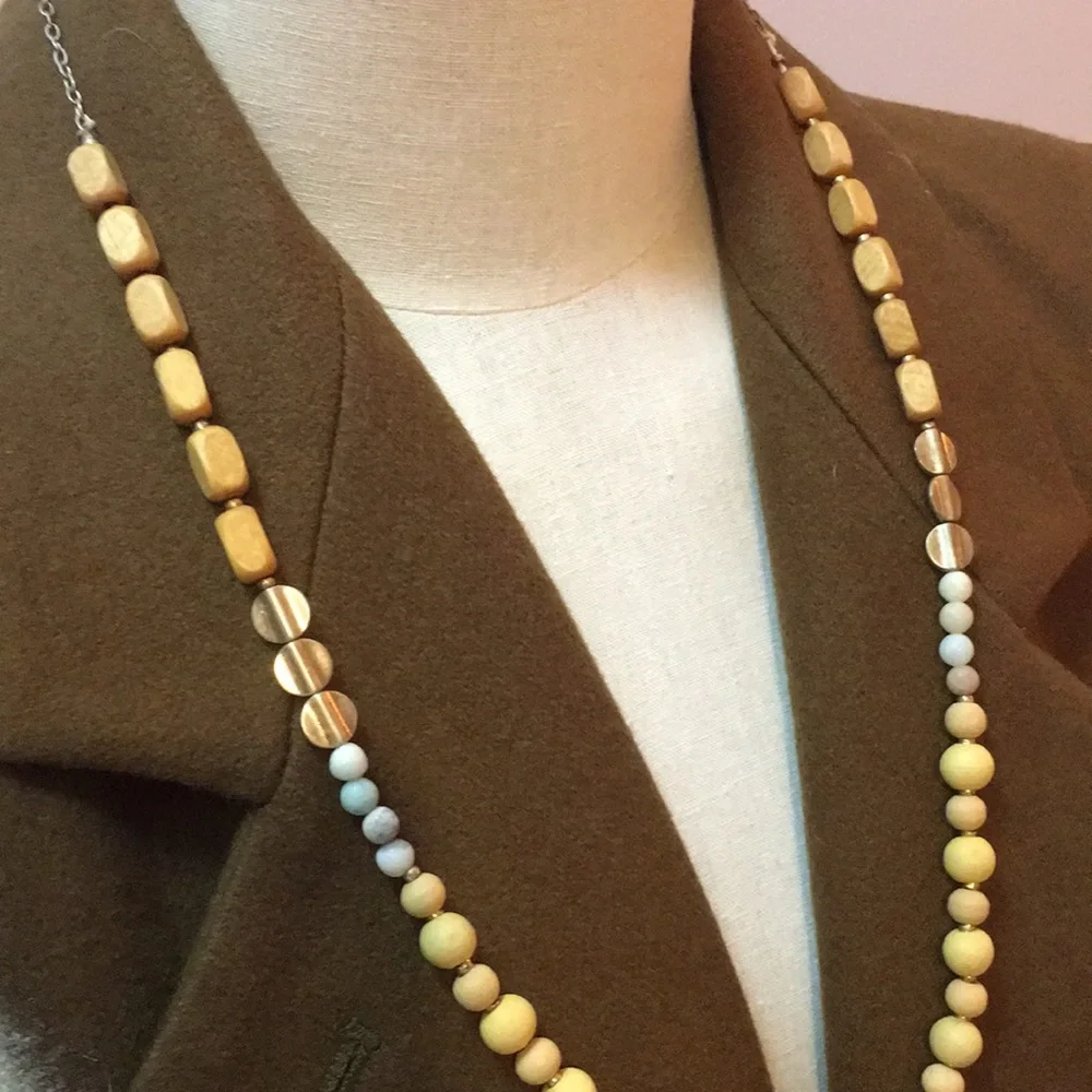 Wood Stone and Metal Necklace - Picture 2 of 4